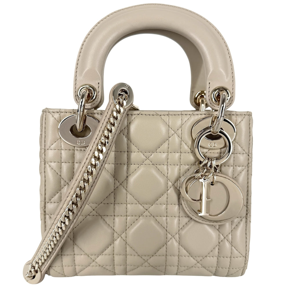 Christian Dior クリスチャンディオール 2WAY カナージュ レディディオール ハンドバッグ ショルダーバッグ M0505ONGE ラムスキン ベージュ ゴールド金具 レディース【中古品】