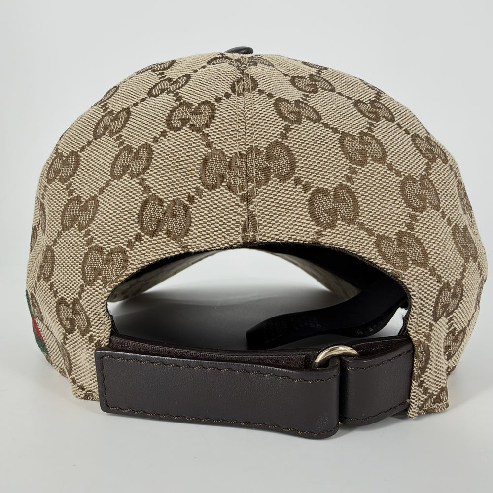 GUCCI グッチ キャップ ベースボールキャップ シェリーライン ファッションアイテム Lサイズ 総柄 帽子 メンズ レディース 小物 200035 GGキャンバス レザー ベージュ ゴールド金具 ユニセックス【中古品】
