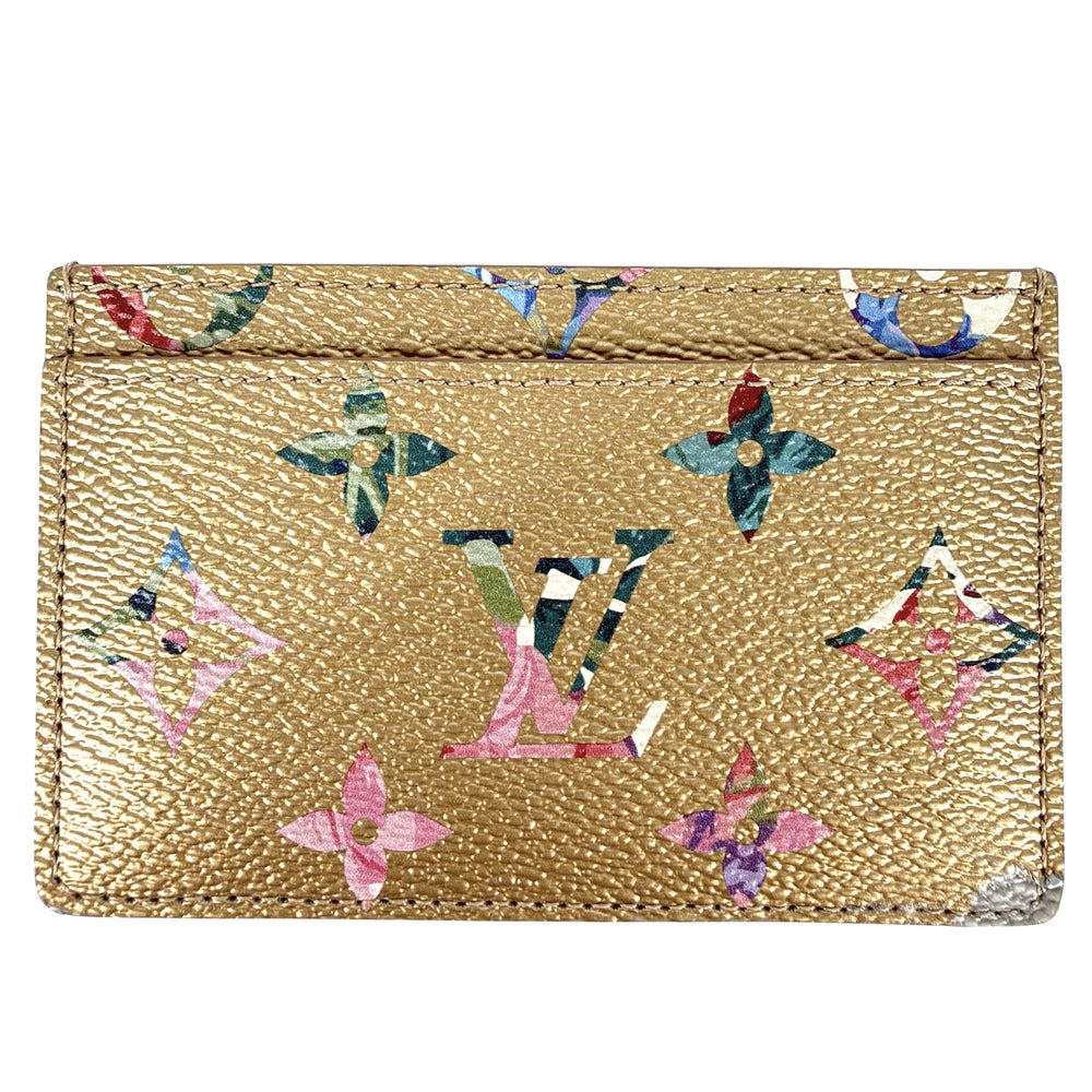 LOUIS VUITTON ルイヴィトン カードケース ボルトカルトサーンプル LVガーデン 名刺入れ 定期入れ モノグラム M81726 PVCコーティングキャンバス グレインカーフレザー ゴールド マルチカラー レディース【中古品】