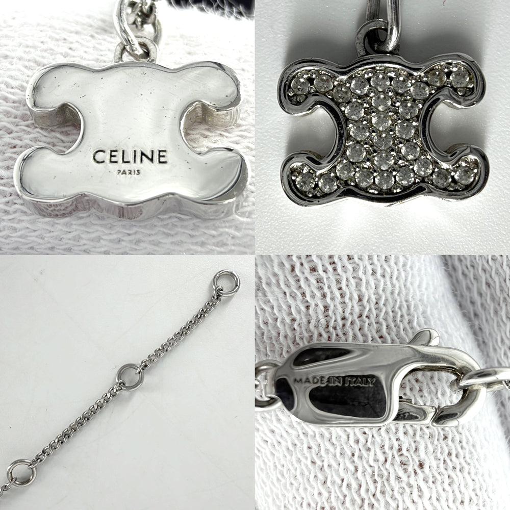 CELINE セリーヌ ネックレス トリオンフ アクセサリー ラインストーン レディース 約3.4g【中古品】