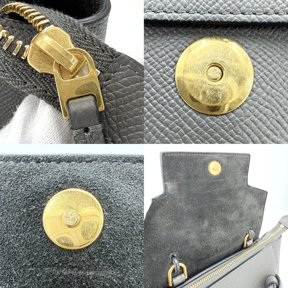 CELINE セリーヌ 2WAY ベルトバッグ ハンドバッグ ショルダーバッグ カーフ グレー ゴールド金具 レディース【中古品】