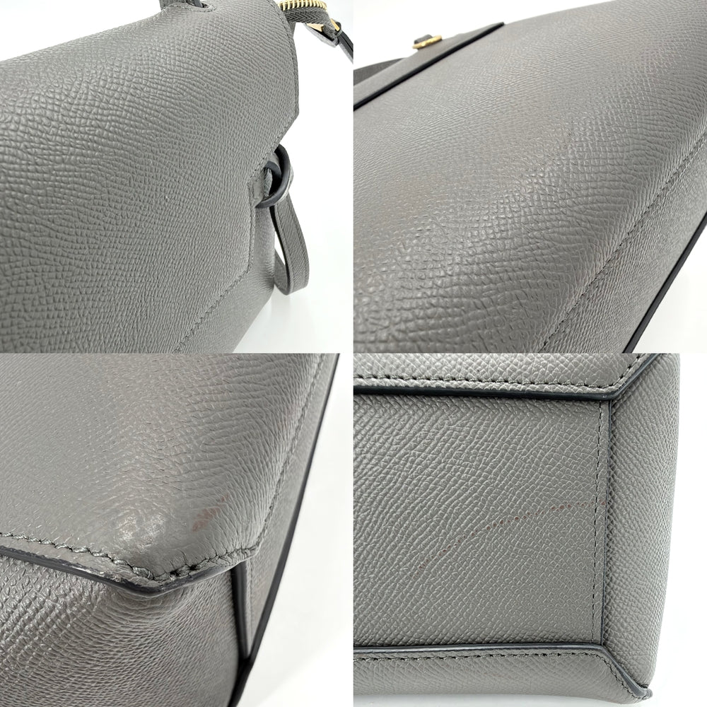 CELINE セリーヌ 2WAY ベルトバッグ ハンドバッグ ショルダーバッグ カーフ グレー ゴールド金具 レディース【中古品】