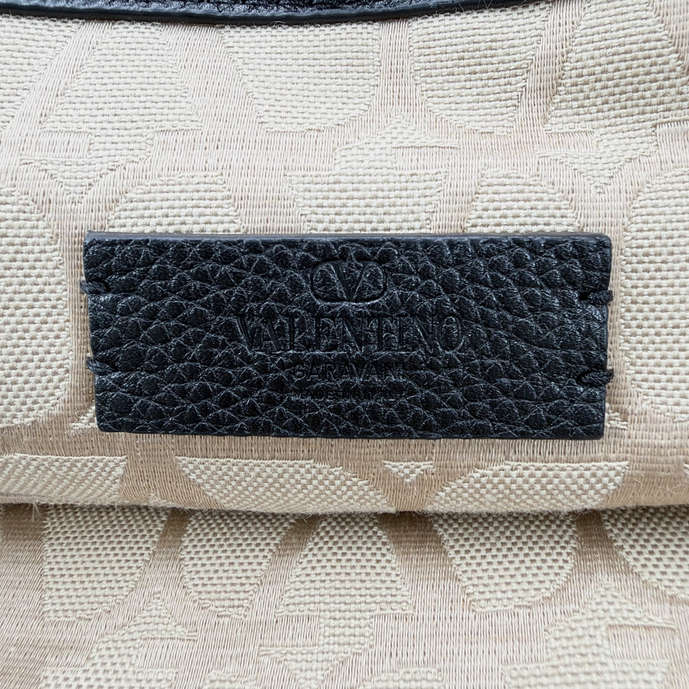 Valentino Garavani ヴァレンティノ・ガラヴァーニ トートバッグ Vロゴ 4Y2BOA35HND キャンバス レザー ベージュ シルバー金具 レディース【中古品】