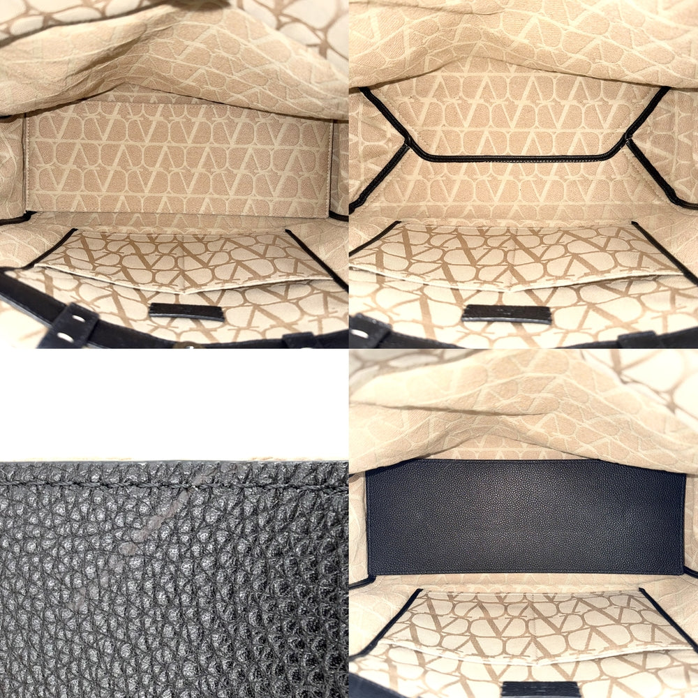 Valentino Garavani ヴァレンティノ・ガラヴァーニ トートバッグ Vロゴ 4Y2BOA35HND キャンバス レザー ベージュ シルバー金具 レディース【中古品】