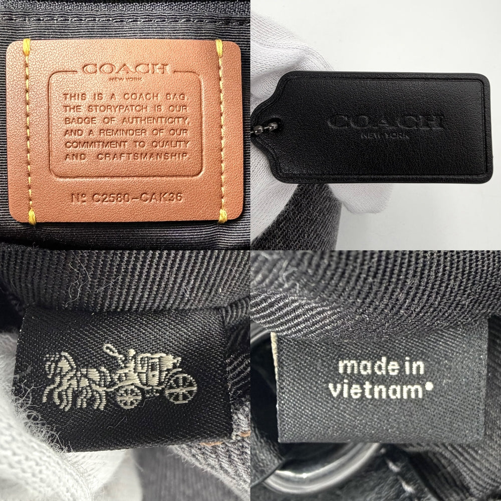 COACH コーチ 2WAY フェイ ドローストリング ハンドバッグ ショルダーバッグ CAK36 デニム レザー グレー ブラック金具 メンズ【中古品】