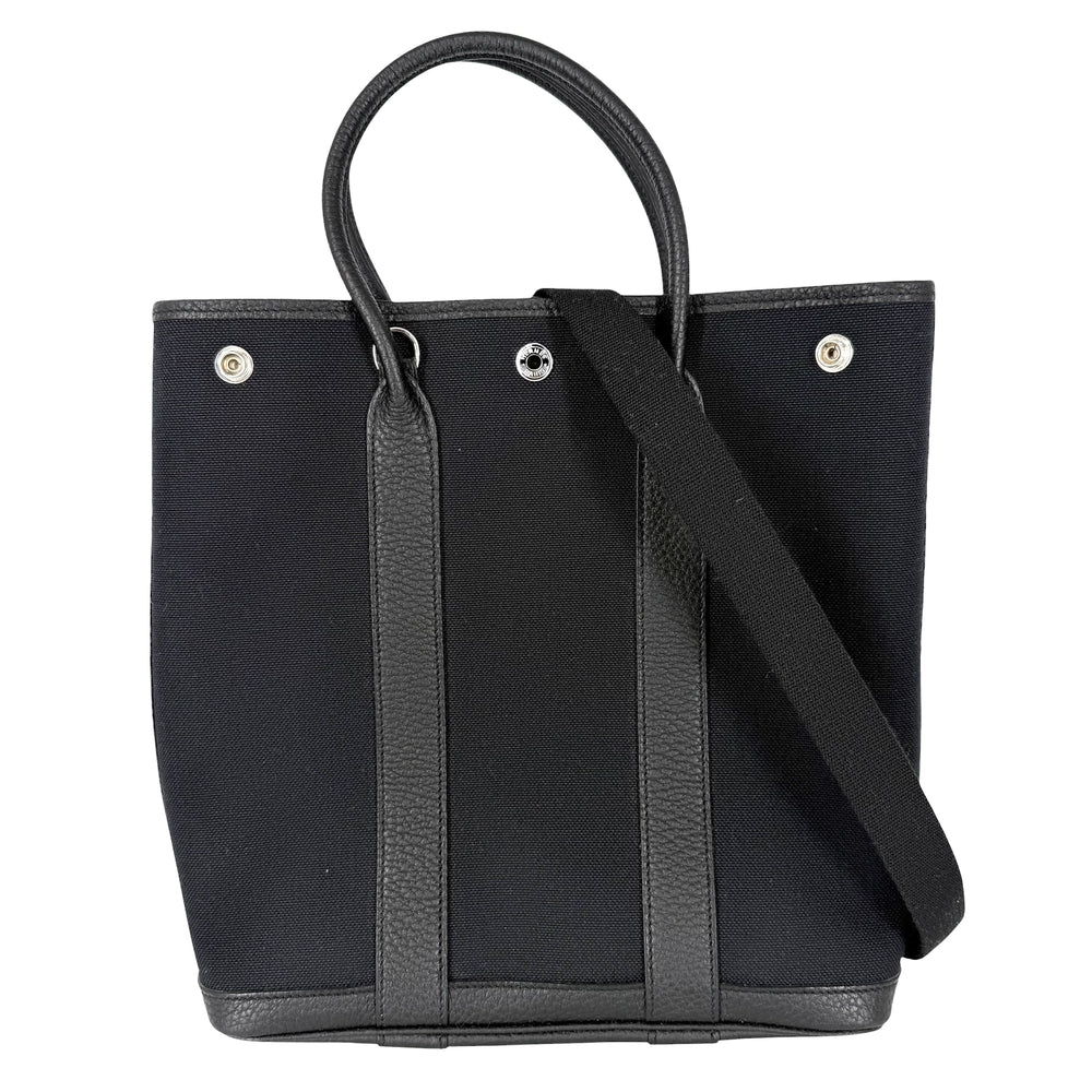 HERMES エルメス 2WAY ガーデンファイルPM トートバッグ ショルダーバッグ ハンドバッグ かばん 鞄 メンズ レディース Y刻印 キャンバス レザー ブラック 黒 シルバー金具 ユニセックス 2020年【中古品】