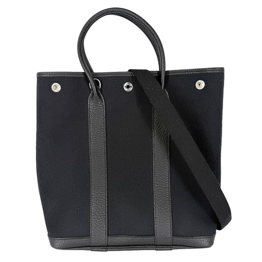 HERMES エルメス 2WAY ガーデンファイルPM トートバッグ ショルダーバッグ ハンドバッグ かばん 鞄 メンズ レディース Y刻印 キャンバス レザー ブラック 黒 シルバー金具 ユニセックス 2020年【中古品】
