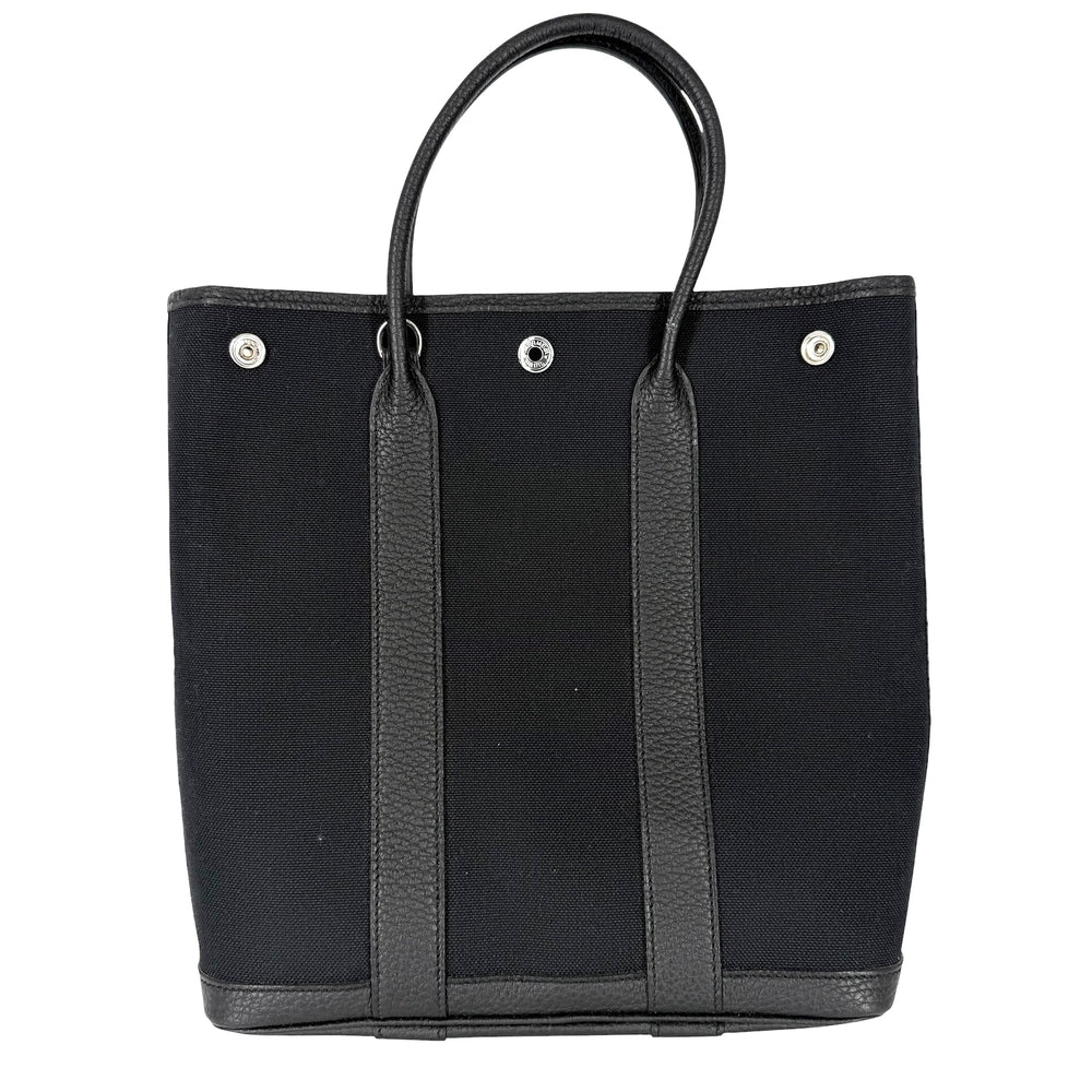 HERMES エルメス 2WAY ガーデンファイルPM トートバッグ ショルダーバッグ ハンドバッグ かばん 鞄 メンズ レディース Y刻印 キャンバス レザー ブラック 黒 シルバー金具 ユニセックス 2020年【中古品】