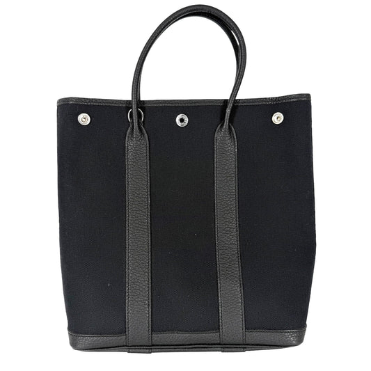 HERMES エルメス 2WAY ガーデンファイルPM トートバッグ ショルダーバッグ ハンドバッグ かばん 鞄 メンズ レディース Y刻印 キャンバス レザー ブラック 黒 シルバー金具 ユニセックス 2020年【中古品】