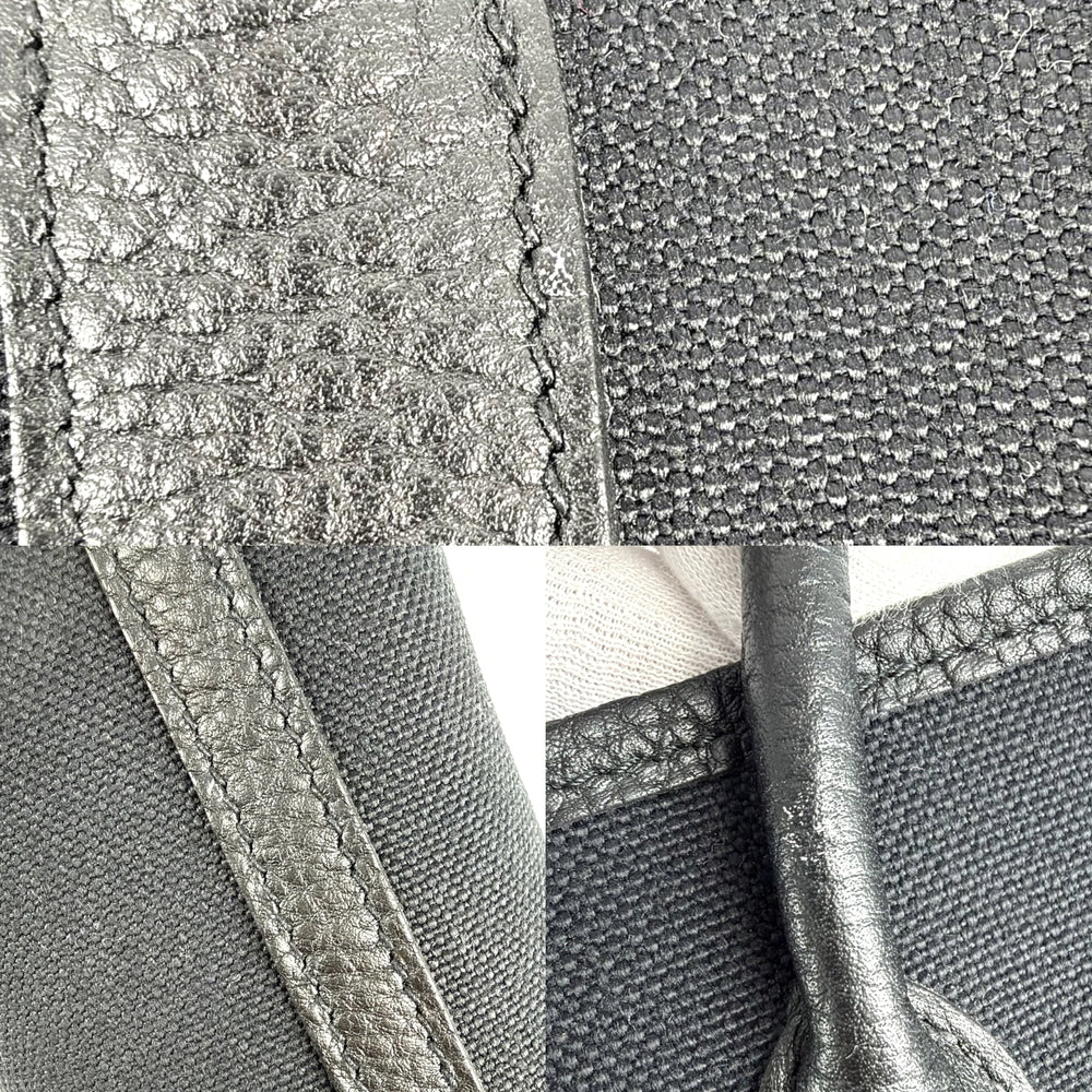 HERMES エルメス 2WAY ガーデンファイルPM トートバッグ ショルダーバッグ ハンドバッグ かばん 鞄 メンズ レディース Y刻印 キャンバス レザー ブラック 黒 シルバー金具 ユニセックス 2020年【中古品】