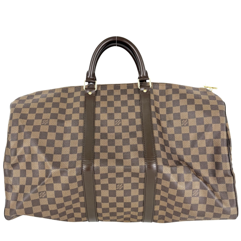 LOUIS VUITTON ルイヴィトン ボストンバッグ キーポル50 ダミエキャンバス M41427 PVCコーティングキャンバス レザー ブラウン 茶 ゴールド金具 メンズ【中古品】