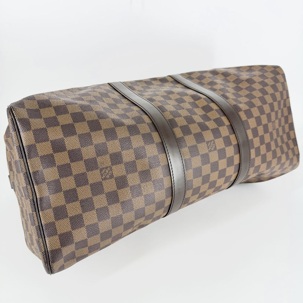 LOUIS VUITTON ルイヴィトン ボストンバッグ キーポル50 ダミエキャンバス M41427 PVCコーティングキャンバス レザー ブラウン 茶 ゴールド金具 メンズ【中古品】