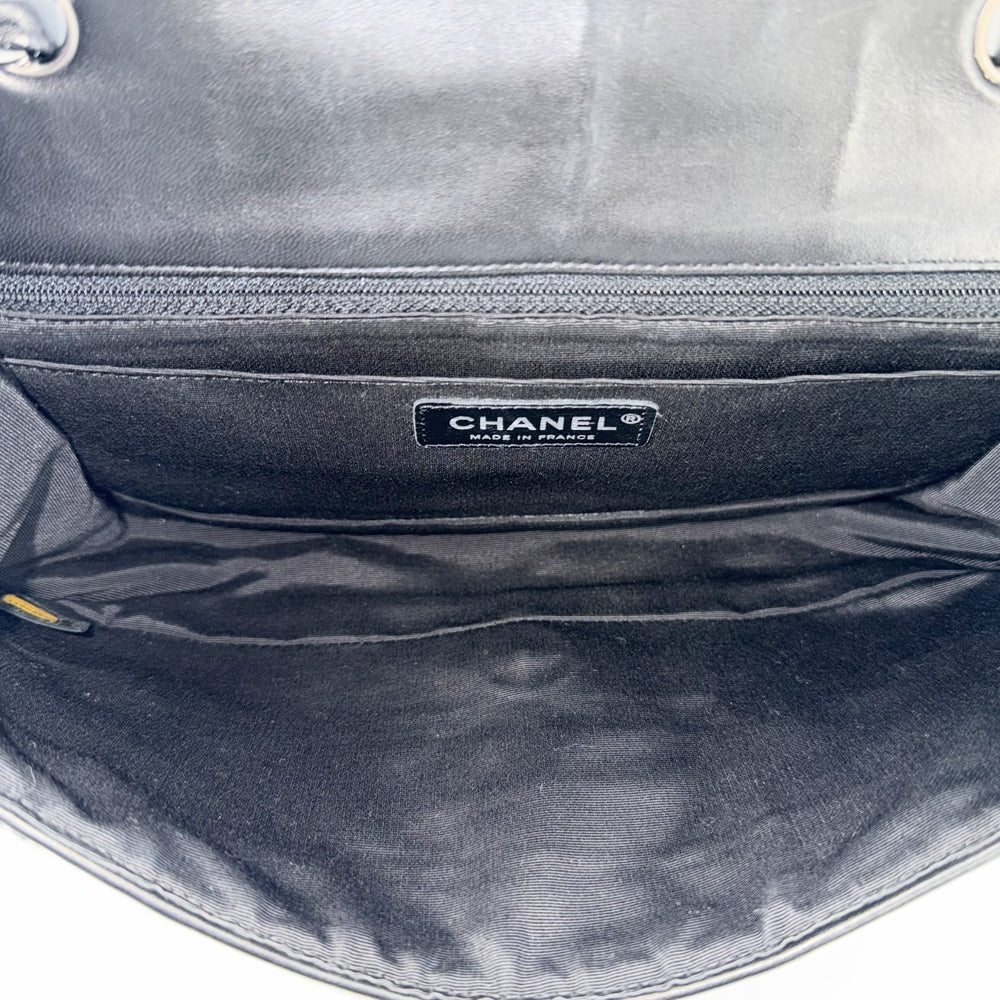 CHANEL シャネル ショルダーバッグ パッチワーク ココマーク チェーンショルダー ダブルチェーン レザー スウェード ブラック 黒 シルバー金具 レディース【中古品】
