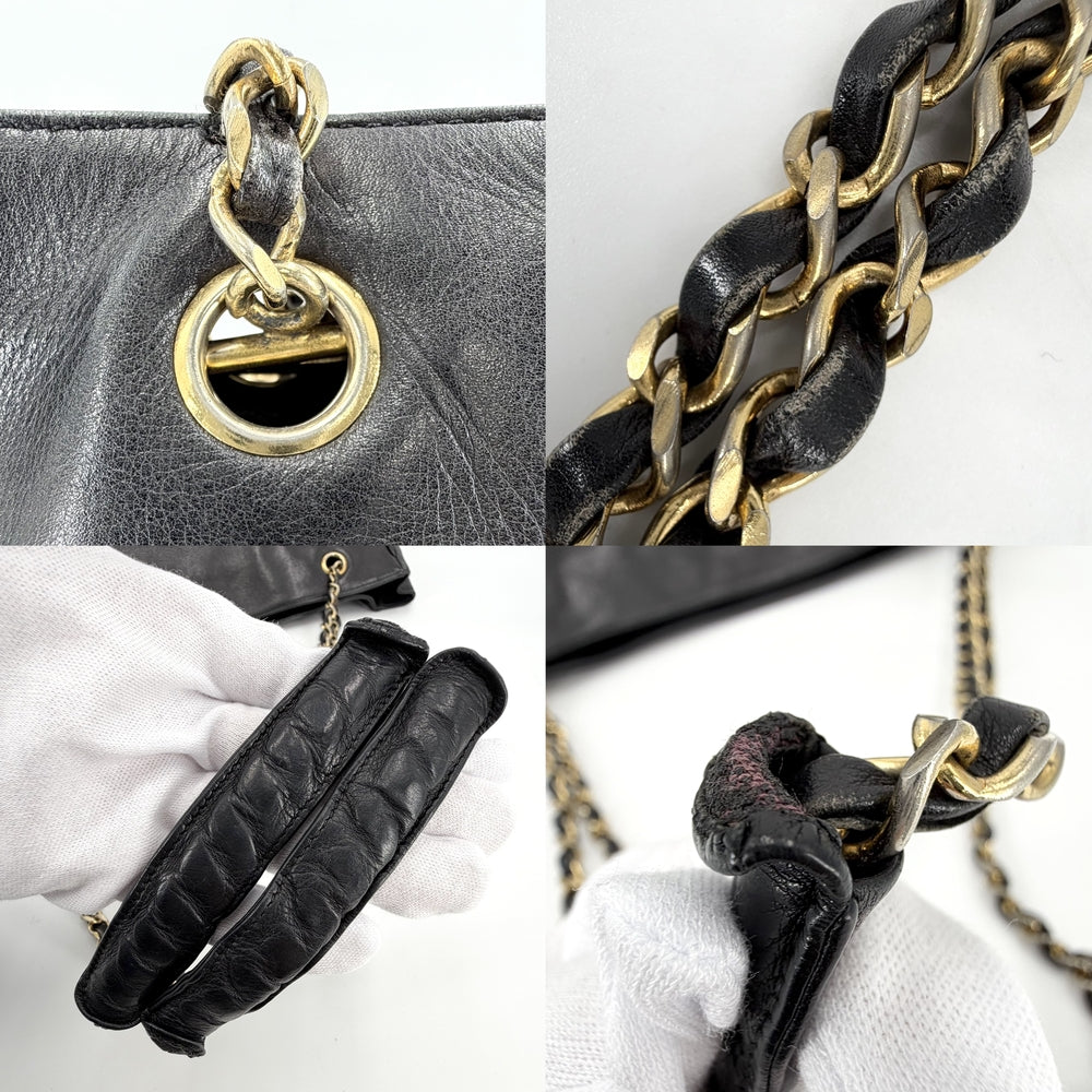CHANEL シャネル ショルダーバッグ チェーンショルダーバッグ ラムスキン ブラック 黒 ゴールド金具 レディース【中古品】