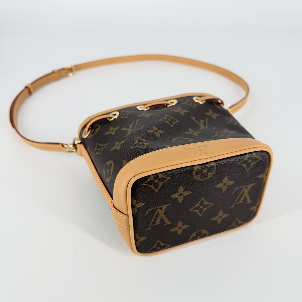 LOUIS VUITTON ルイヴィトン 2WAY ナノノエ ショルダーバッグ ハンドバッグ モノグラムキャンパス M81266 PVCコーティングキャンバス レザー ブラウン 茶 ゴールド金具 レディース【中古品】