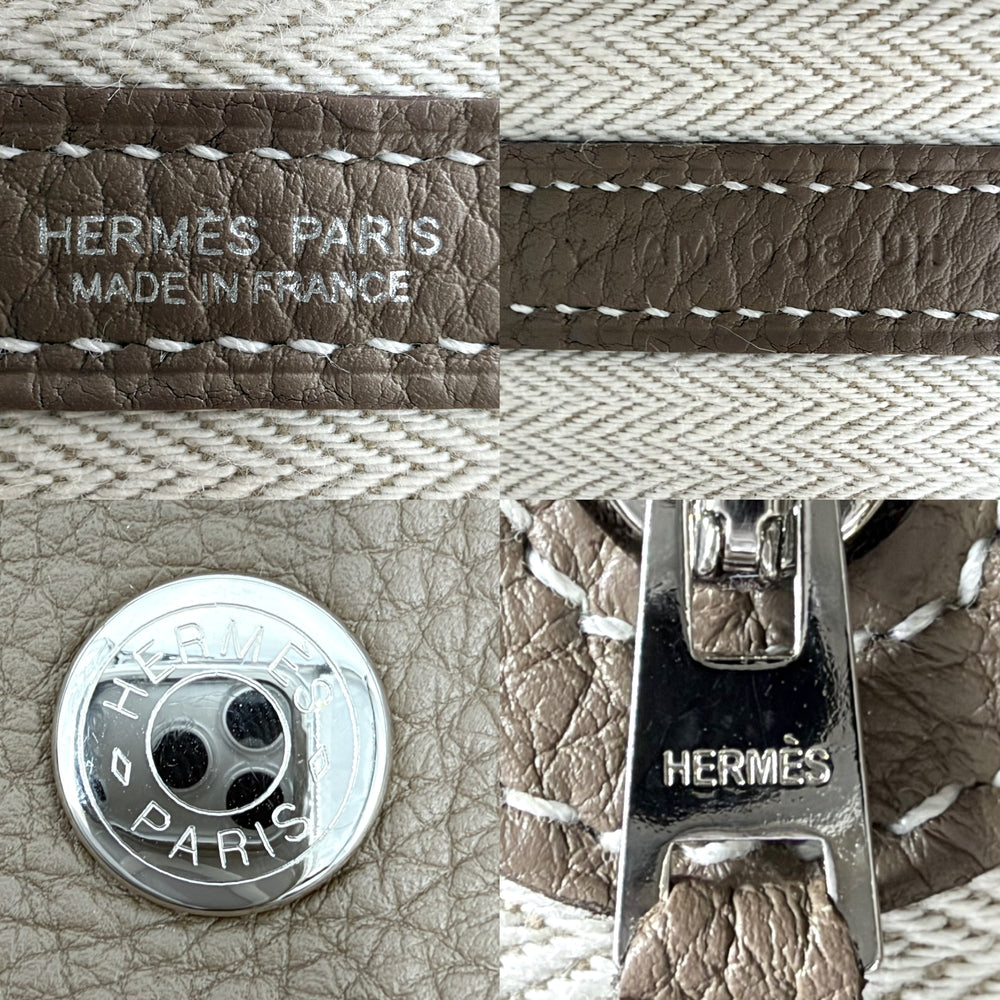 HERMES エルメス ハンドバッグ ガーデンパーティPM トートバッグ Y刻印 レザー ブラウン 茶 シルバー金具 レディース 2020年【中古品】