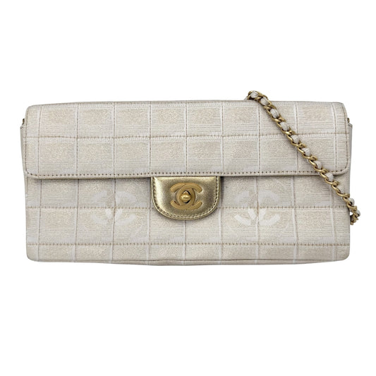 CHANEL シャネル ハンドバッグ ニュートラベルライン チェーンショルダーバッグ チョコバー ココマーク ナイロン レザー ベージュ ゴールド金具 レディース【中古品】