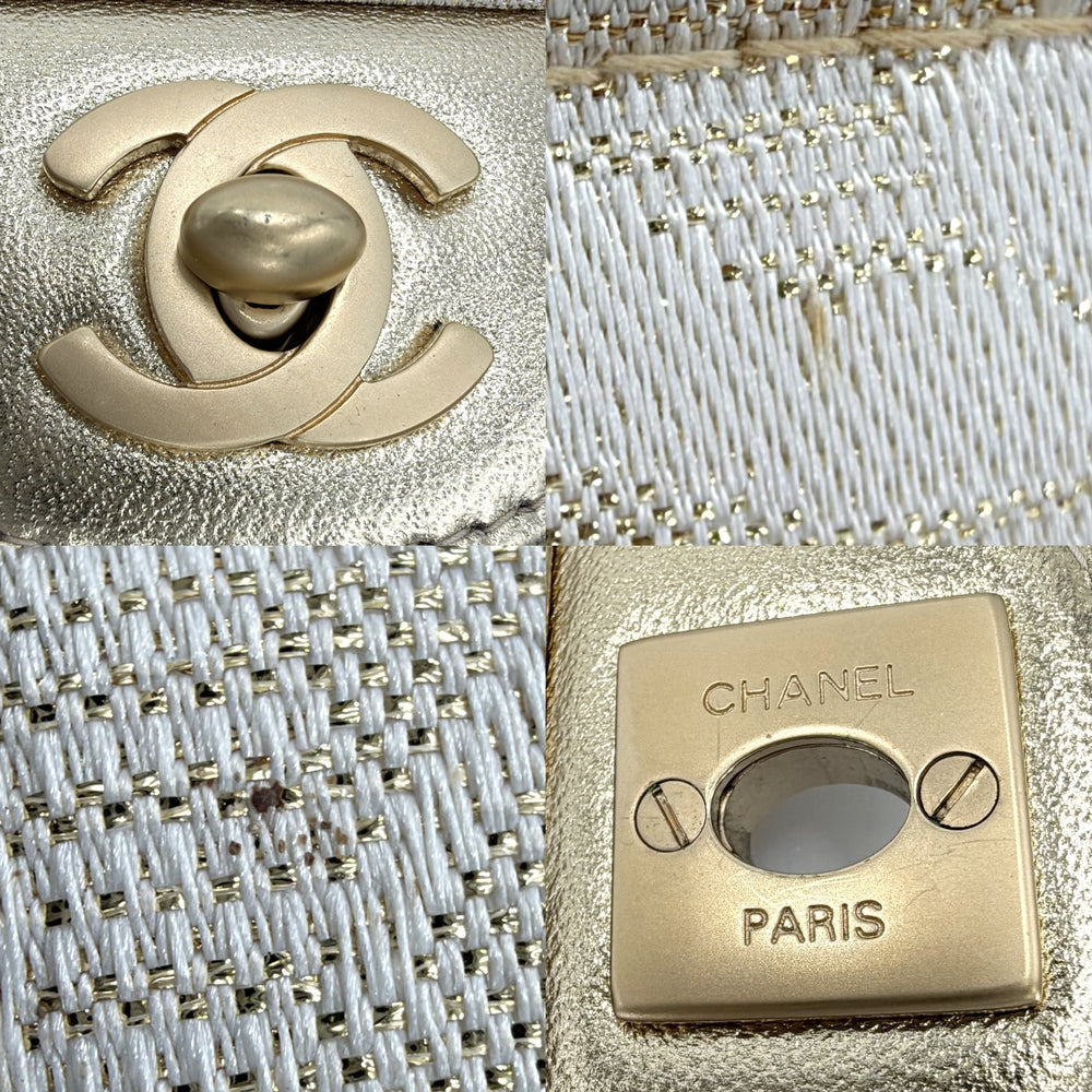 CHANEL シャネル ハンドバッグ ニュートラベルライン チェーンショルダーバッグ チョコバー ココマーク ナイロン レザー ベージュ ゴールド金具 レディース【中古品】