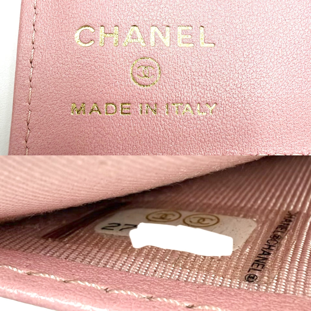 CHANEL シャネル 手帳カバー マトラッセ ココマーク パスポートケース 小物 メタリック キャビアスキン ピンク シルバー金具 レディース【中古品】