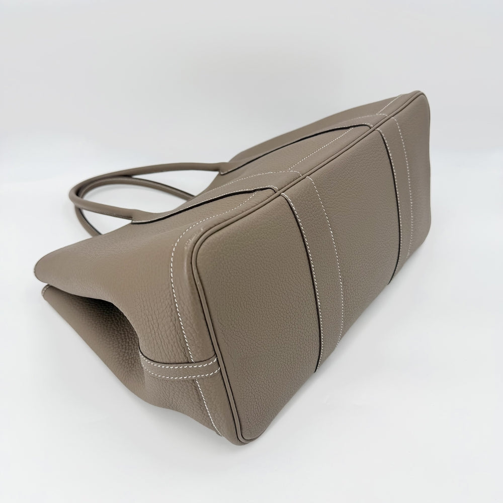 HERMES エルメス ハンドバッグ ガーデンパーティPM トートバッグ Y刻印 レザー ブラウン 茶 シルバー金具 レディース 2020年【中古品】