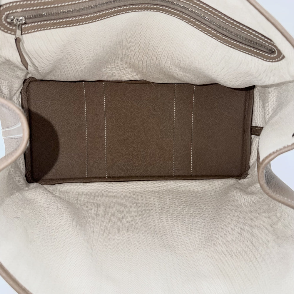 HERMES エルメス ハンドバッグ ガーデンパーティPM トートバッグ Y刻印 レザー ブラウン 茶 シルバー金具 レディース 2020年【中古品】