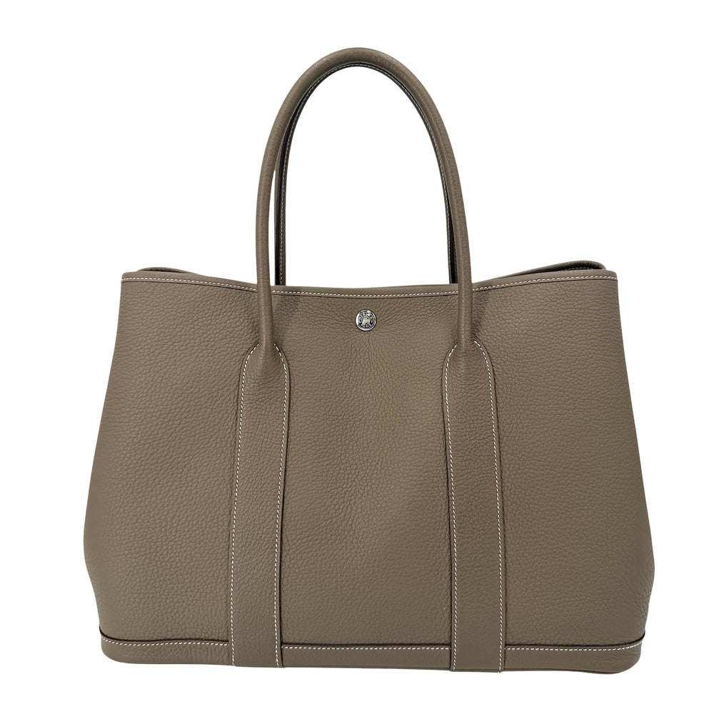 HERMES エルメス ハンドバッグ ガーデンパーティPM トートバッグ Y刻印 レザー ブラウン 茶 シルバー金具 レディース 2020年【中古品】