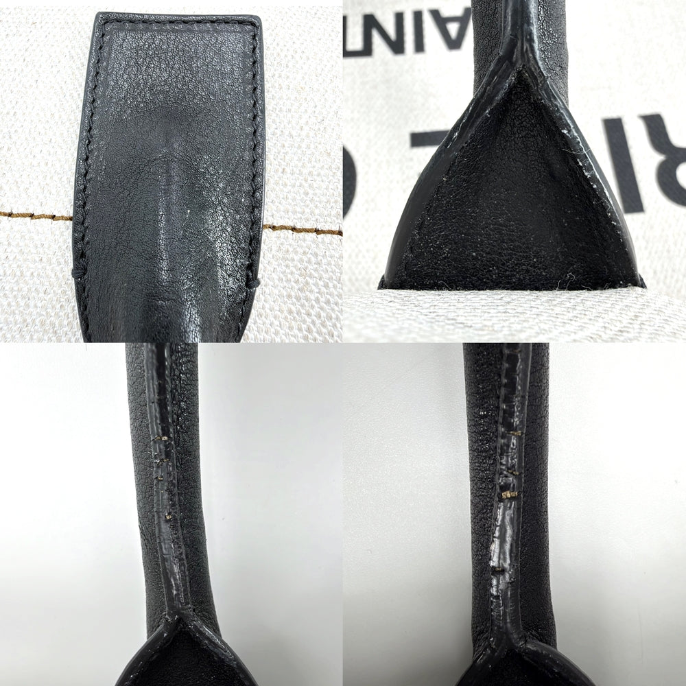 SAINT LAURENT PARIS サンローランパリ トートバッグ リヴゴーシュ ロゴ カーフレザー 509415 レザー ベージュ ブラック 黒 シルバー金具 レディース【中古品】