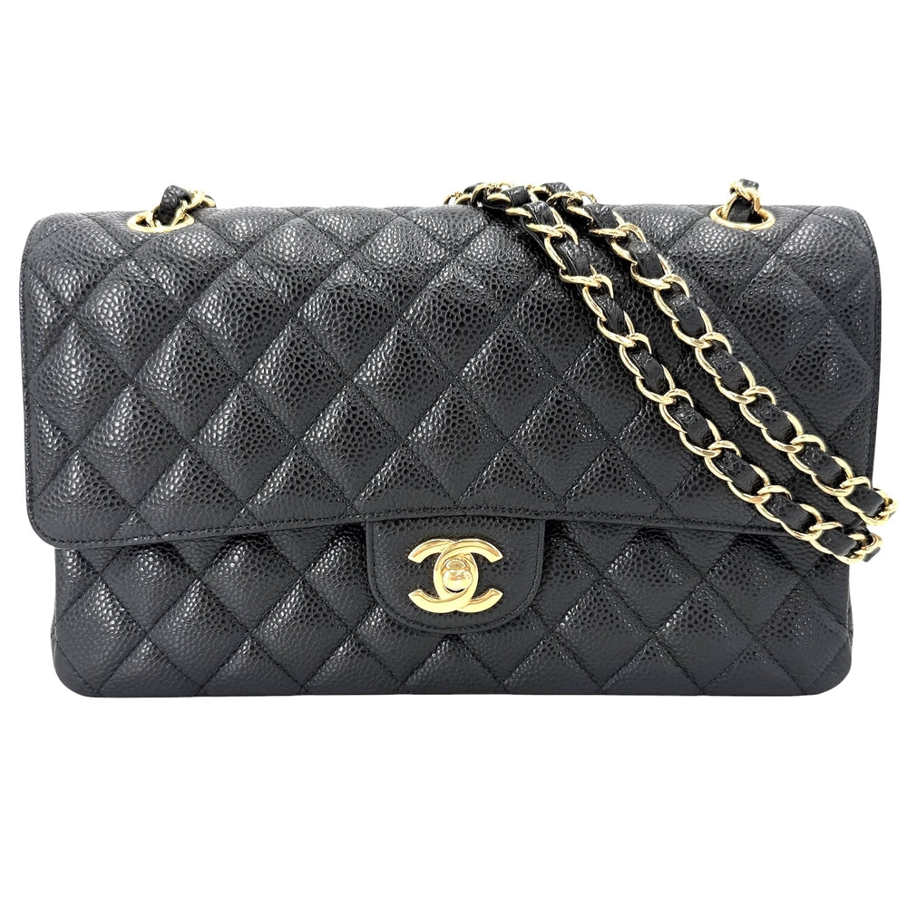 CHANEL シャネル ショルダーバッグ マトラッセ25 ダブルフラップ ダブルチェーン チェーン ココマーク ココ かばん 鞄 キャビアスキン ブラック 黒 ゴールド金具 レディース【中古品】