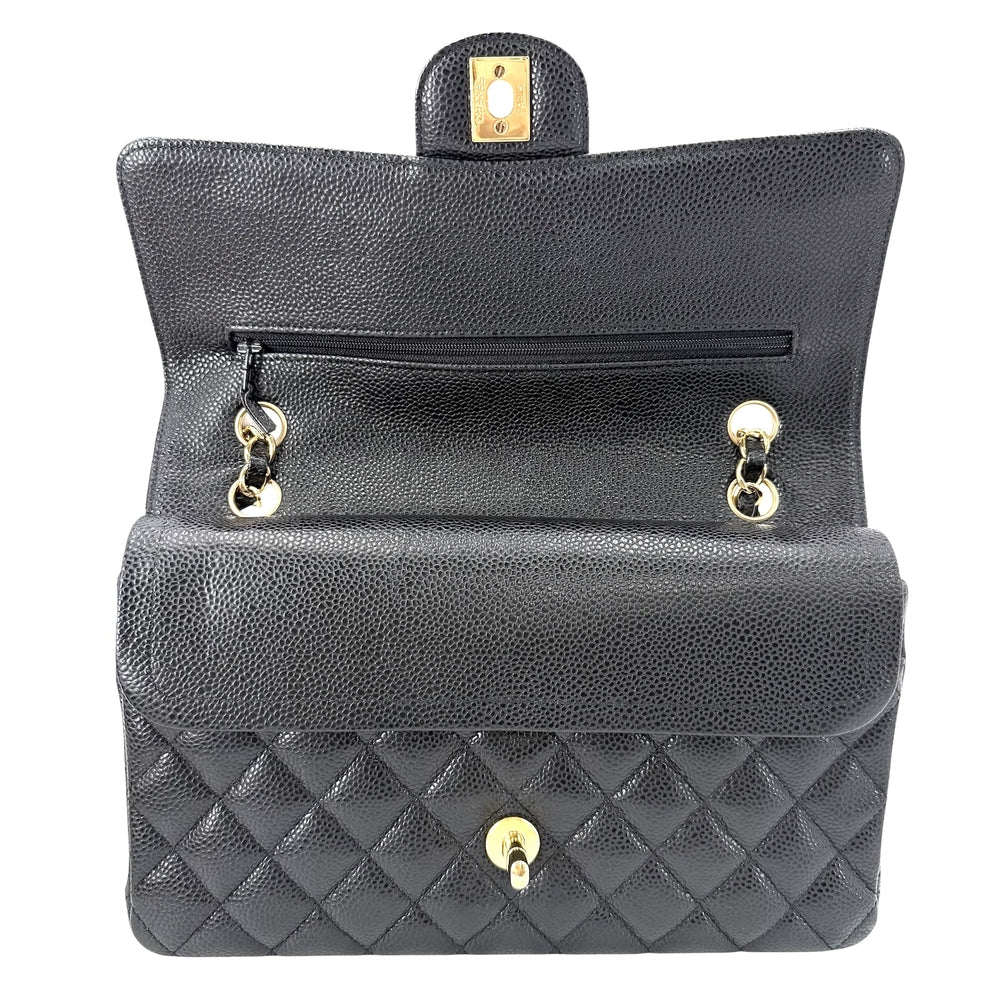 CHANEL シャネル ショルダーバッグ マトラッセ25 ダブルフラップ ダブルチェーン チェーン ココマーク ココ かばん 鞄 キャビアスキン ブラック 黒 ゴールド金具 レディース【中古品】