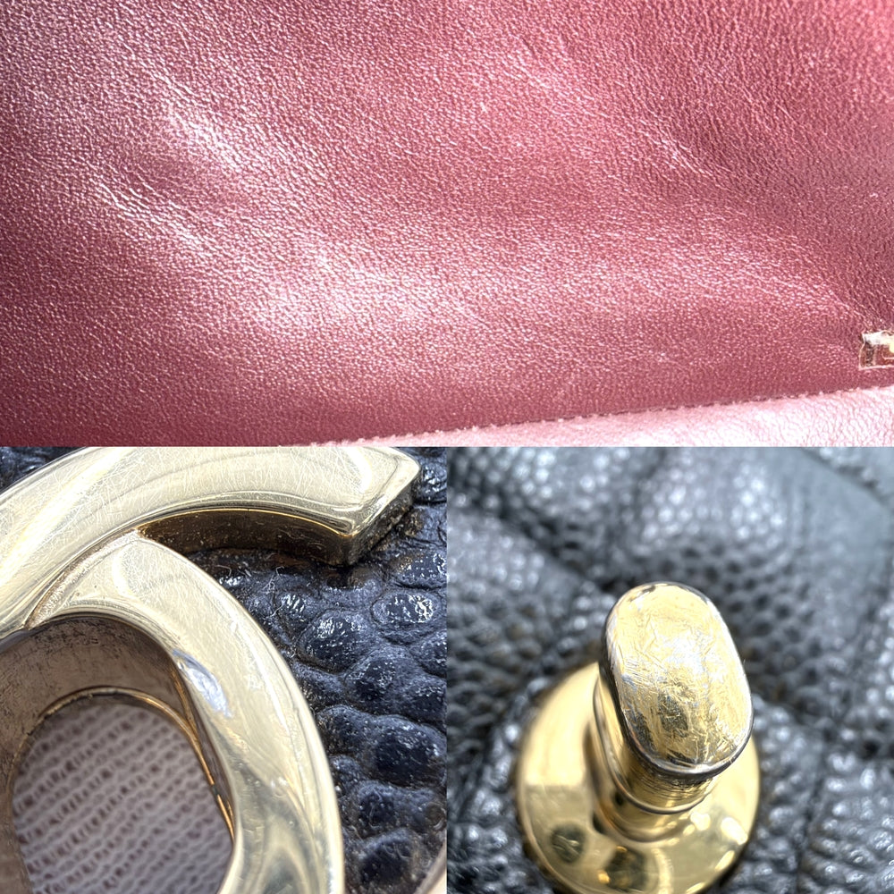 CHANEL シャネル ショルダーバッグ マトラッセ25 ダブルフラップ ダブルチェーン チェーン ココマーク ココ かばん 鞄 キャビアスキン ブラック 黒 ゴールド金具 レディース【中古品】