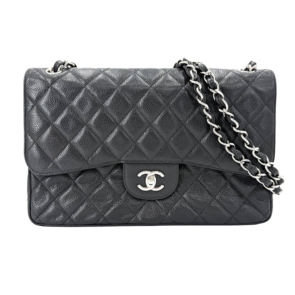 CHANEL シャネル ショルダーバッグ マトラッセ30 デカマトラッセ ダブルチェーン ダブルフラップ ココマーク ターンロック キャビアスキン ブラック 黒 シルバー金具 レディース【中古品】