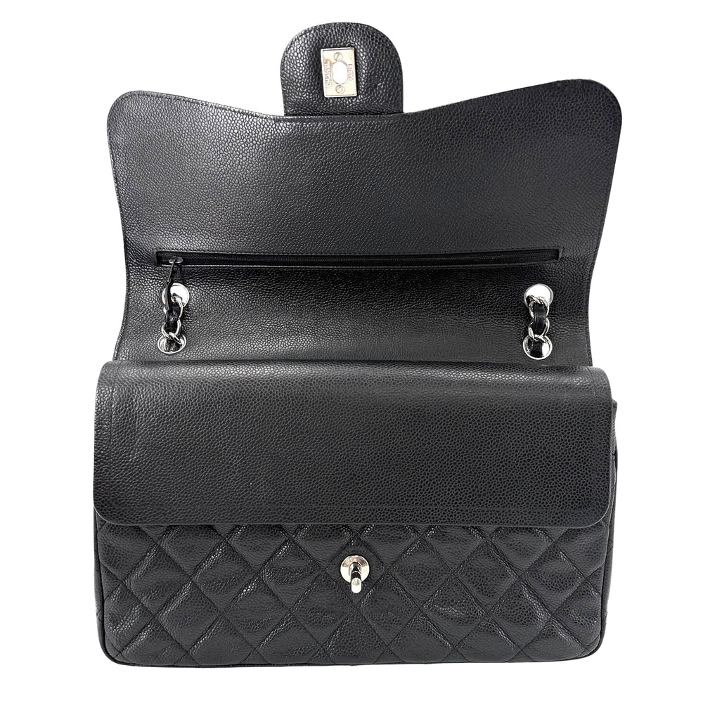 CHANEL シャネル ショルダーバッグ マトラッセ30 デカマトラッセ ダブルチェーン ダブルフラップ ココマーク ターンロック キャビアスキン ブラック 黒 シルバー金具 レディース【中古品】