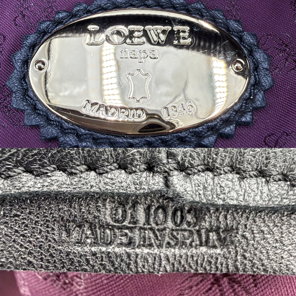 LOEWE ロエベ ハンドバッグ アナグラム ナッパアイレ レザー ブラック 黒 ゴールド金具 レディース【中古品】