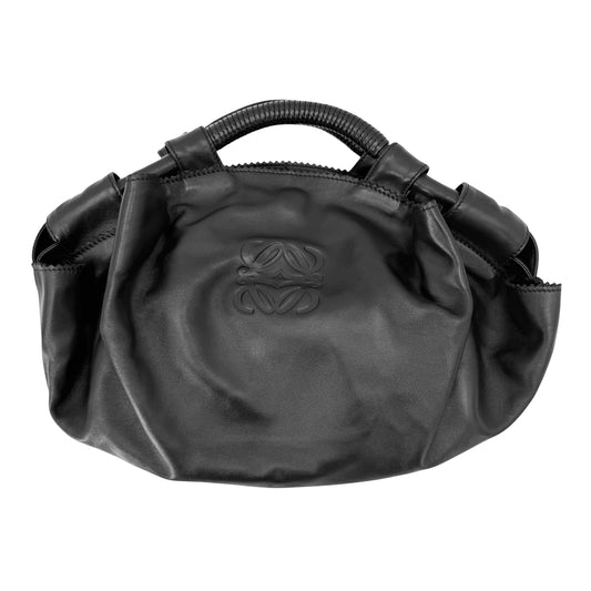 LOEWE ロエベ ハンドバッグ アナグラム ナッパアイレ レザー ブラック 黒 ゴールド金具 レディース【中古品】