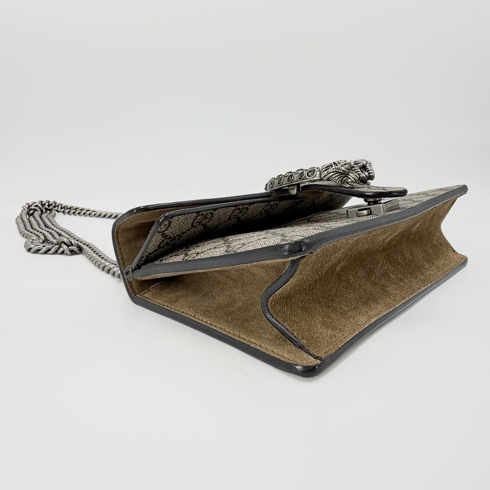 GUCCI グッチ ショルダーバッグ ディオニュソス スモール チェーンショルダー タイガーヘッド 499623 PVC スエード ラインストーン ベージュ シルバー金具 レディース【中古品】