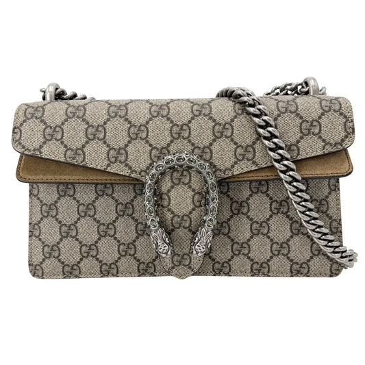 GUCCI グッチ ショルダーバッグ ディオニュソス スモール チェーンショルダー タイガーヘッド 499623 PVC スエード ラインストーン ベージュ シルバー金具 レディース【中古品】