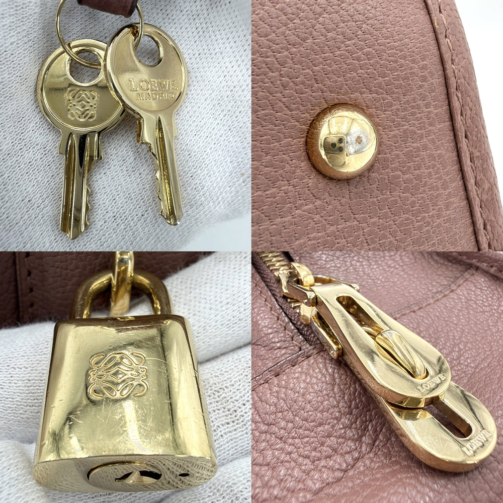 LOEWE ロエベ ハンドバッグ アナグラム アマソナ28 ミニボストンバッグ レザー ブラウン 茶 ゴールド金具 レディース【中古品】