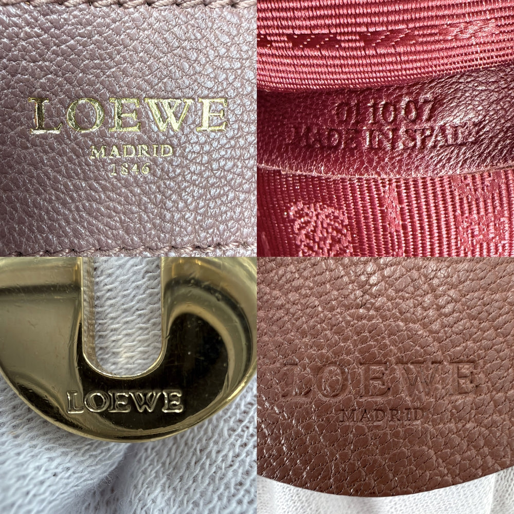 LOEWE ロエベ ハンドバッグ アナグラム アマソナ28 ミニボストンバッグ レザー ブラウン 茶 ゴールド金具 レディース【中古品】