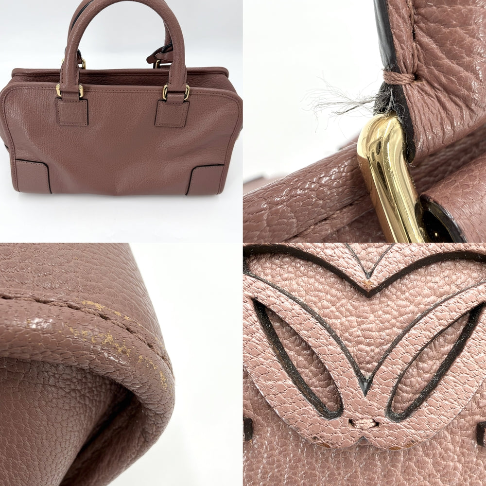 LOEWE ロエベ ハンドバッグ アナグラム アマソナ28 ミニボストンバッグ レザー ブラウン 茶 ゴールド金具 レディース【中古品】