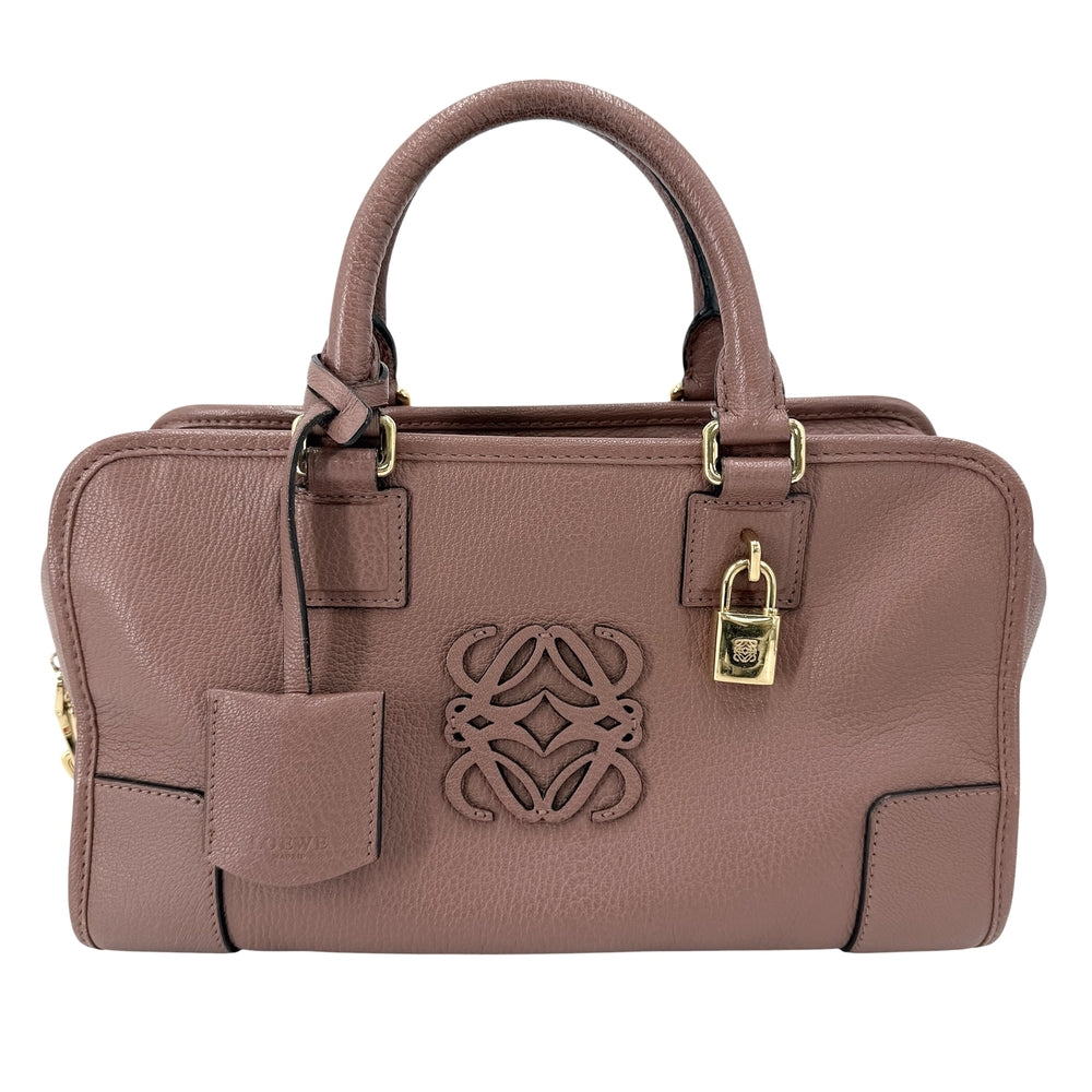 LOEWE ロエベ ハンドバッグ アナグラム アマソナ28 ミニボストンバッグ レザー ブラウン 茶 ゴールド金具 レディース【中古品】