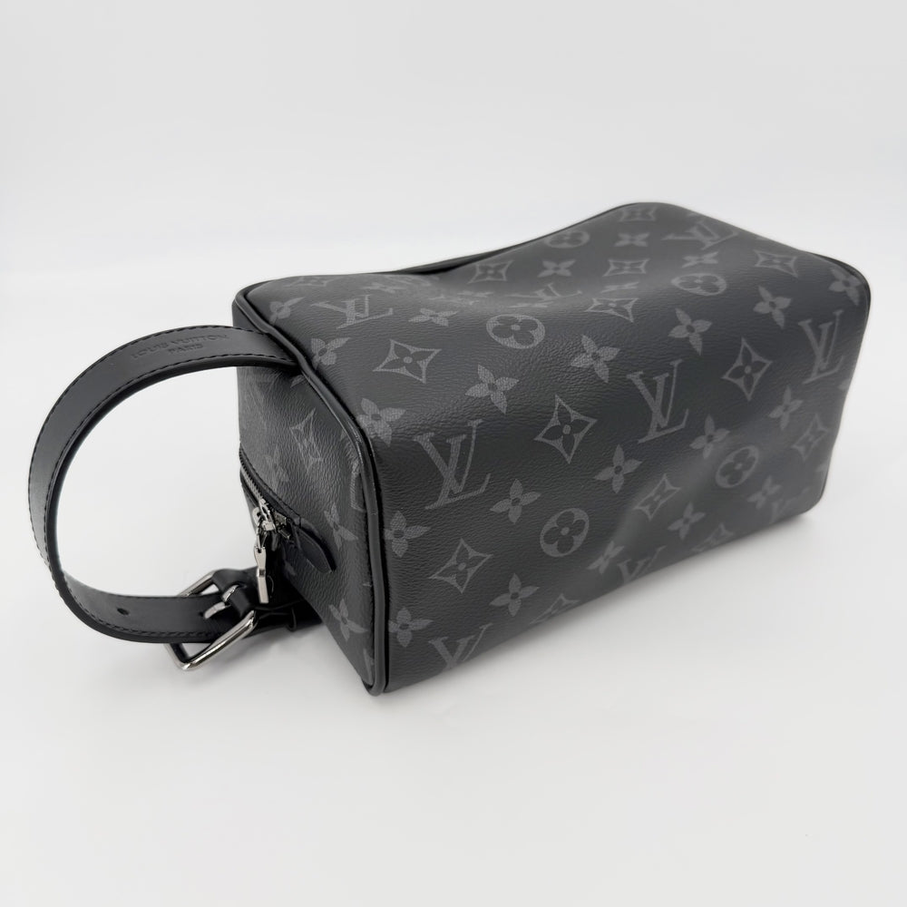 LOUIS VUITTON ルイヴィトン クラッチバッグ モノグラムエクリプス ロッカー ドップキット セカンドバッグ モノグラムエクリプス かばん 鞄 M83113 PVCコーティングキャンバス レザー ブラック 黒 シルバー金具 メンズ【中古品】