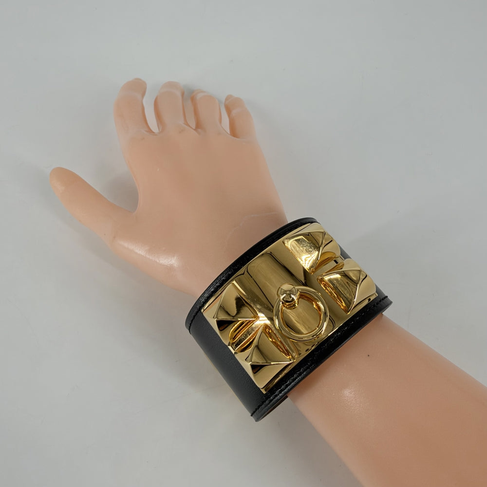 HERMES エルメス バングル コリエドシアン ブレスレット アクセサリー ボックスカーフ H068440CC89T3 U刻印 ブラック 黒 ゴールド金具 レディース 約120.4g 2022年【中古品】