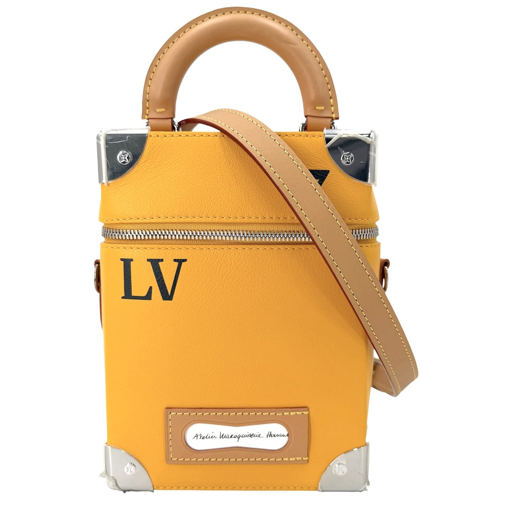 LOUIS VUITTON ルイヴィトン 2WAY ヴェルティカル ボックス トランク ロゴ ショルダーバッグ ハンドバッグ M59666 カーフ サフラン シルバー金具 メンズ【中古品】