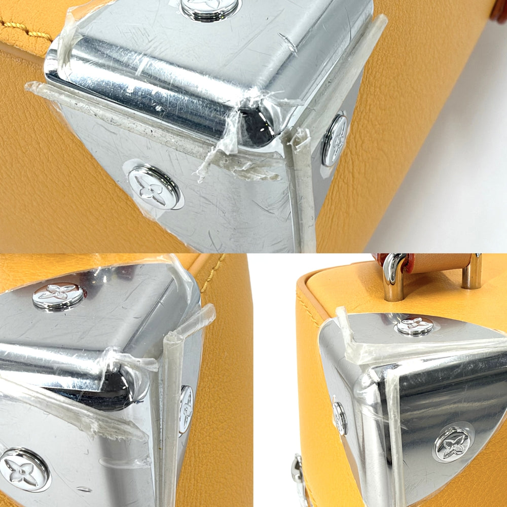 LOUIS VUITTON ルイヴィトン 2WAY ヴェルティカル ボックス トランク ロゴ ショルダーバッグ ハンドバッグ M59666 カーフ サフラン シルバー金具 メンズ【中古品】