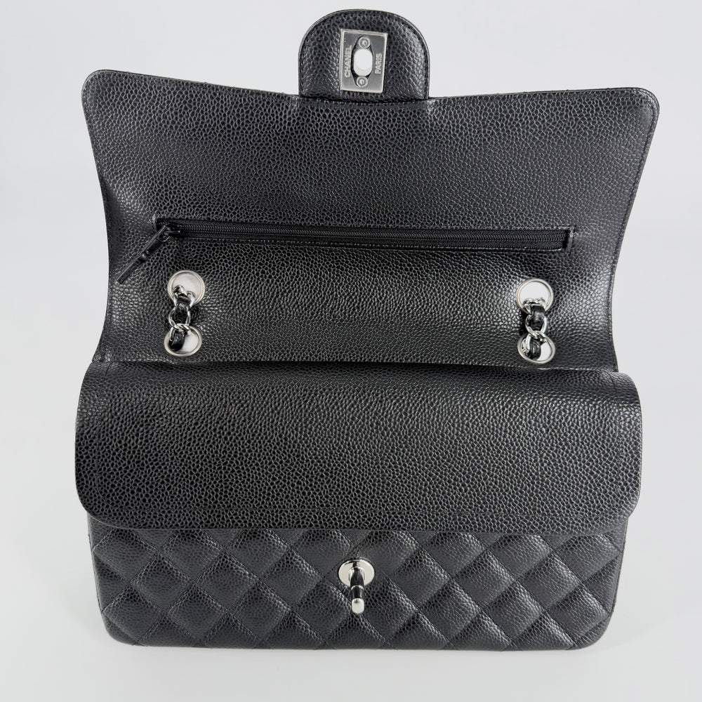 CHANEL シャネル ショルダーバッグ マトラッセ25 ダブルフラップ ダブルチェーン チェーン ココマーク ココ かばん 鞄 キャビアスキン ブラック 黒 シルバー金具 レディース【中古品】