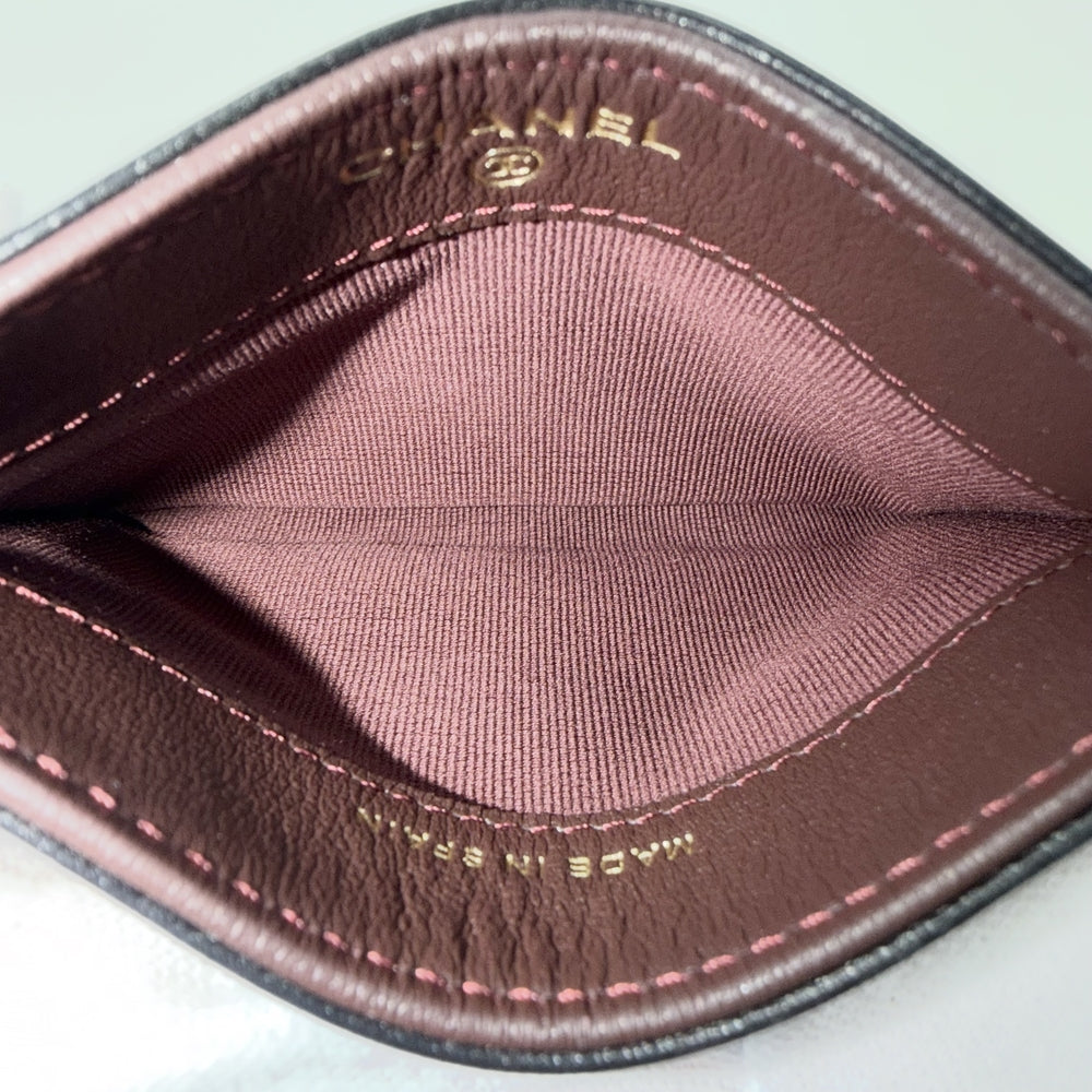 CHANEL シャネル カードケース ココマーク AP0213 ラムスキン ブラック 黒 ゴールド金具 レディース【中古品】