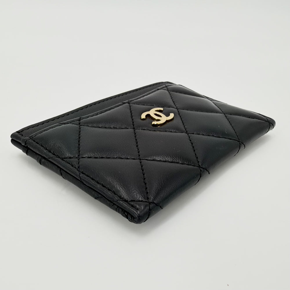 CHANEL シャネル カードケース ココマーク AP0213 ラムスキン ブラック 黒 ゴールド金具 レディース【中古品】