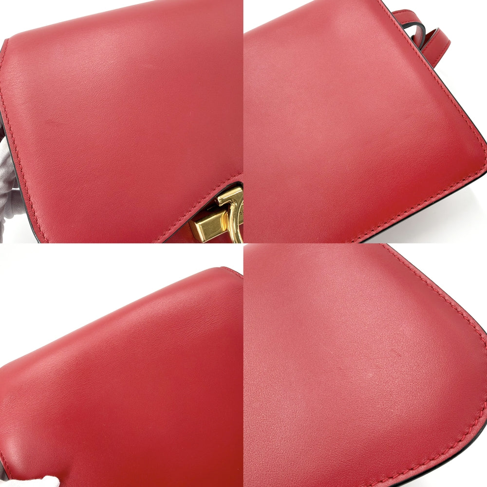 Salvatore Ferragamo サルヴァトーレフェラガモ ショルダーバッグ ガンチーニ ジョアン レザー レッド 赤 ゴールド金具 レディース【中古品】