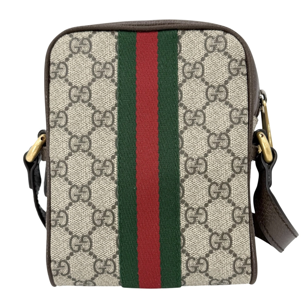 GUCCI グッチ ショルダーバッグ オフィディア ウェブストライプ ミニ メッセンジャーバッグ 小さめ 598127 GGスプリームキャンバス レザー ベージュ ブラウン 茶 アンティークゴールド金具 レディース【中古品】