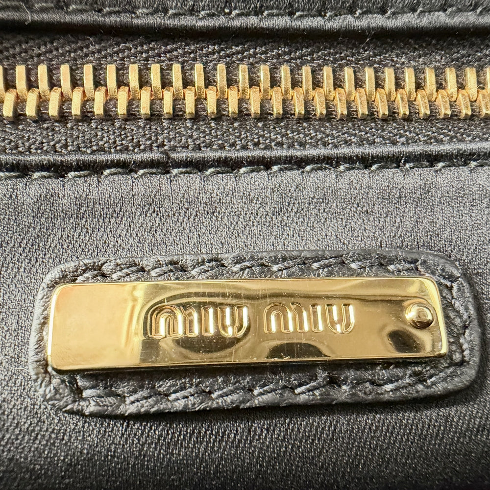 MIUMIU ミュウミュウ 2WAY ロゴ ショルダーバッグ ハンドバッグ 5BB034 レザー ブラック 黒 ゴールド金具 レディース【中古品】